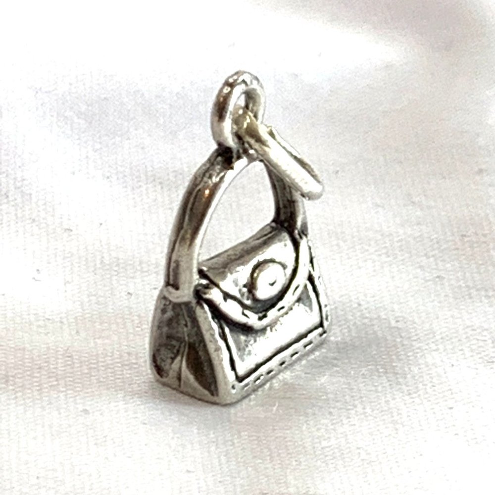 Vintage Sterling silver 925 Three Dimensional Purse /Pocketbook Charm .90 Inches